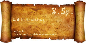 Wahl Szabina névjegykártya
